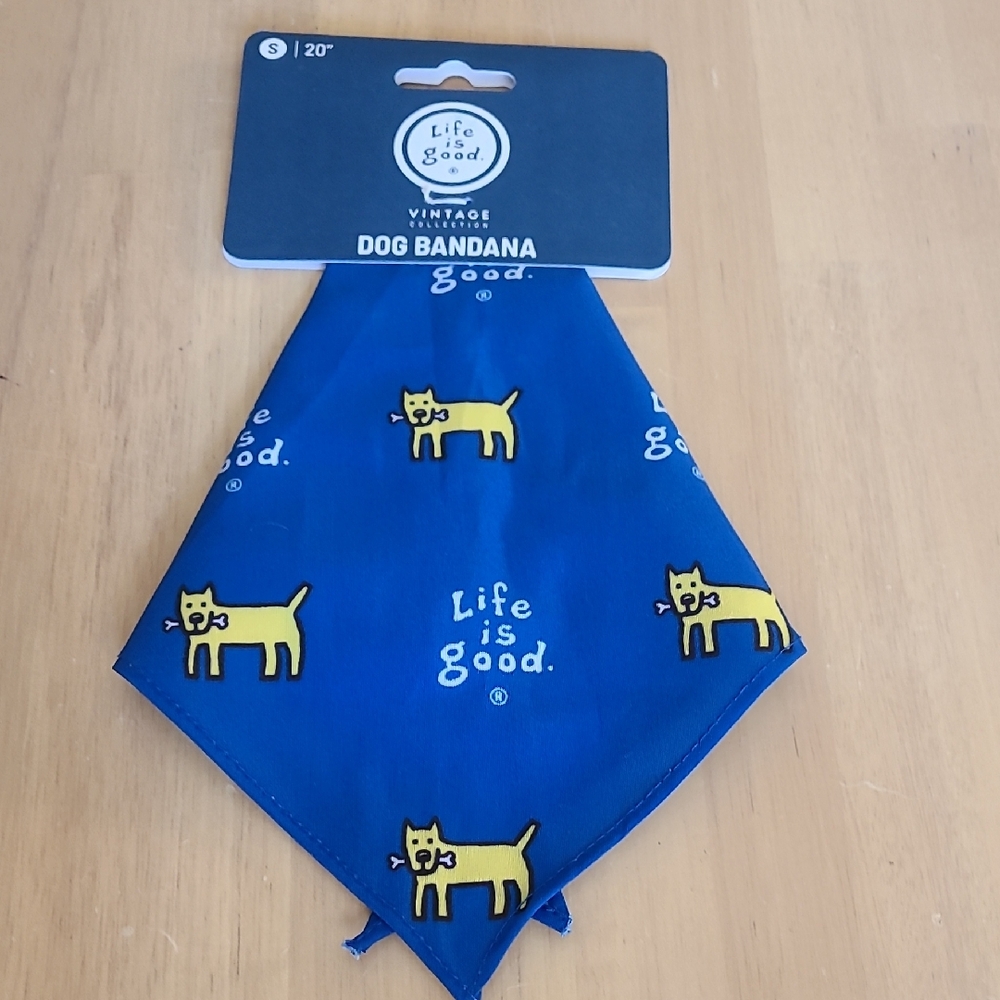 Life Is Good Blue Dog Bandana with Yellow Dog Design